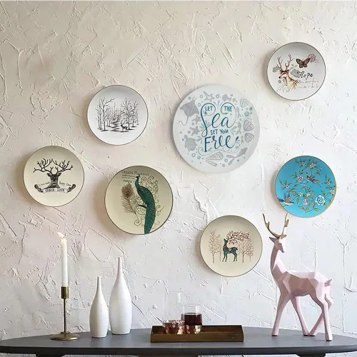 Vista 5 de Placa de exhibición de cerámica, placa decorativa colgante de cerámica náutica, con cita gratuita con mariscos, 10 pulgadas, placa de cerámica