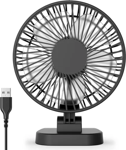 Vista 7 de Koonie Ventilador USB con clip, viento fuerte, ultra silencioso, pequeño ventilador de escritorio con abrazadera fuerte, ajustable de más de 360°, 3