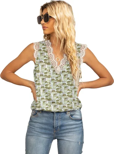 Vista 258 de VIISHOW - Camiseta sin mangas, sexy, con cuello en V y bordes de encaje para mujer, camisola de vestir, camisas de gasa, sin mangas, casuales