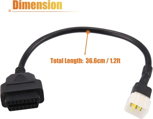 Vista 3 de X AUTOHAUX 14.4 in 1.2ft 6 Pin macho a OBDII Cable hembra Cable adaptador de diagnóstico Cable de diagnóstico de la motocicleta OBD2 escáner