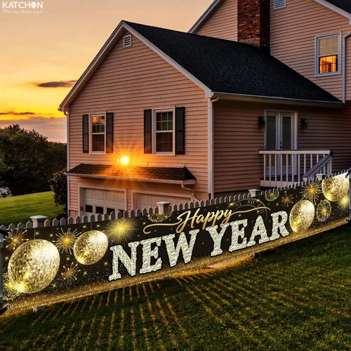 Vista 5 de KatchOn, Cartel de feliz año nuevo para patio 2026 – Extra grande de 120 x 20 pulgadas, letrero de feliz año nuevo para decoraciones de Año Nuevo