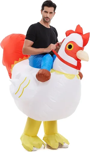 Vista 2 de HSCTEK Disfraz inflable de pollo para adultos