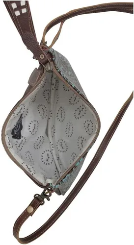 Vista 6 de Bolso de hombro de cuero occidental para mujer - Bolsa de lona reciclada, Berilo Floral
