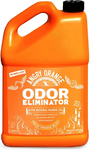 Vista 9 de ANGRY ORANGE Eliminador de olores de mascotas para orina de perros y gatos, manchas de alfombras y olores fuertes, limpiador de cítricos con aceite
