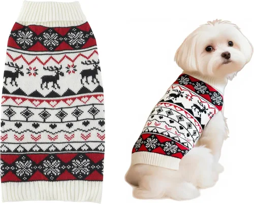 Vista 10 de Suéter para perros y gatos con motivos festivos, color rojo clásico, XS, Rojo