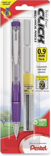 Vista 9 de Lápiz automático Pentel Twist Erase Click con 2 borradores de repuesto y minas, 0.01 pulgadas, barriles surtidos, Variados