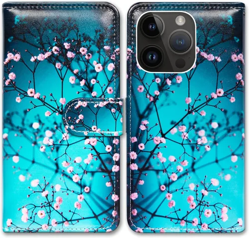 Vista 19 de Bcov Funda para iPhone 15 Pro Max, funda de piel con tapa y soporte para tarjeta y soporte para iPhone 15 Pro Max