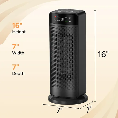 Vista 8 de Calentador de espacio de 1500 W, calentador eléctrico portátil que calienta hasta 200 pies cuadrados para uso en interiores en oficinas y garajes