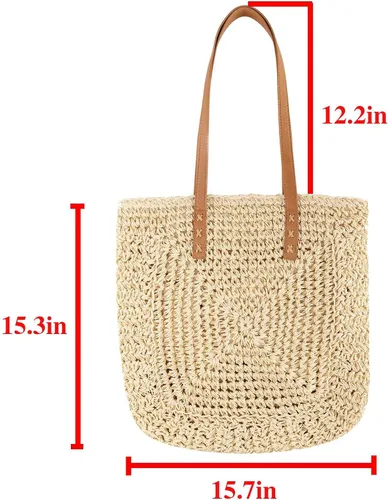 Vista 2 de Ayliss Bolso de hombro de paja para mujer, bolso de hombro para verano, playa, tejido hecho a mano, bolso casual para viajes de vocación