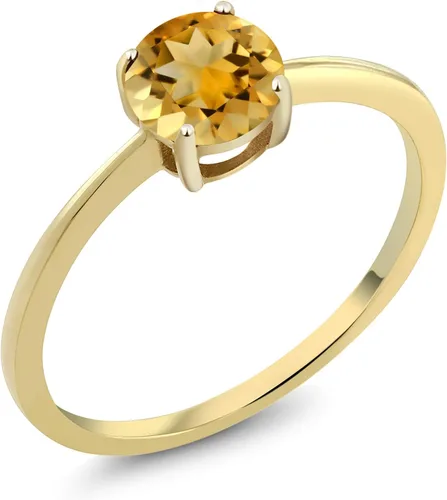 Vista 17 de Gem Stone King Anillo de compromiso solitario con piedra preciosa de oro amarillo de 10 quilates Redondo de 0.236 in Anillo de compromiso
