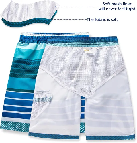 Vista 4 de Sloosh Traje de baño para niños, de secado rápido, con cordón UPF 50+, pantalones cortos de playa para niños, pantalones cortos de playa, pantalones