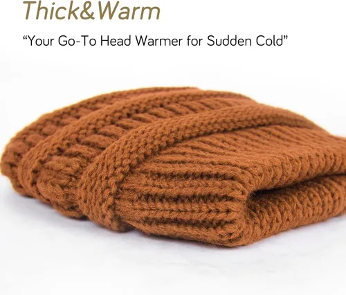 Vista 26 de FURTALK Gorro de invierno para mujer, con forro de satén, tejido trenzado, grueso, holgado, gorro cálido