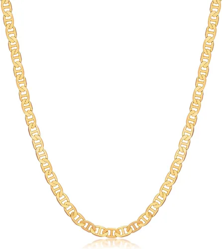 Vista 14 de Barzel - Collar de cadena Mariner chapado en oro de 18 quilates para mujer, plana Marina - Hecho en Brasil Oro de 3 mm.