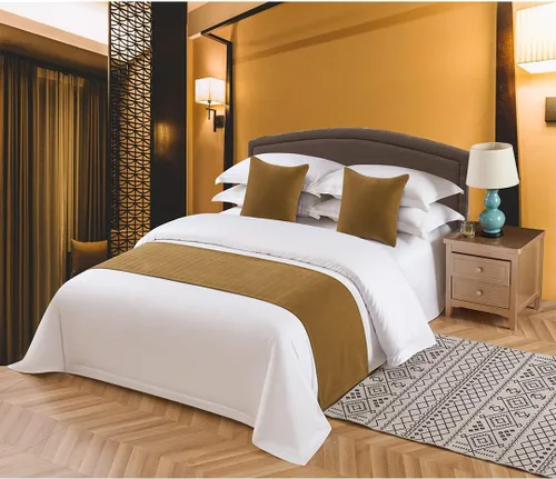 Vista 8 de Bufanda sólida para cama, camino de cama, bufanda de protección para hotel, casa de huéspedes, complejos turísticos, dormitorio