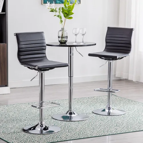 Vista 5 de chairus Juego de 2 taburetes de bar giratorios modernos, taburetes de bar ajustables con altura de mostrador, taburetes de piel sintética sin brazos