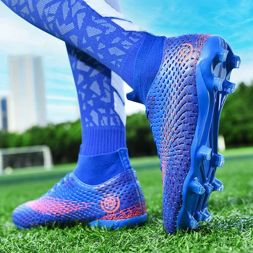 Vista 6 de MEBAMY Botas de fútbol altas unisex Tacos al aire libre Zapatillas deportivas de fútbol de césped Zapatos de fútbol Spikes Indoor Youth AG Fútbol