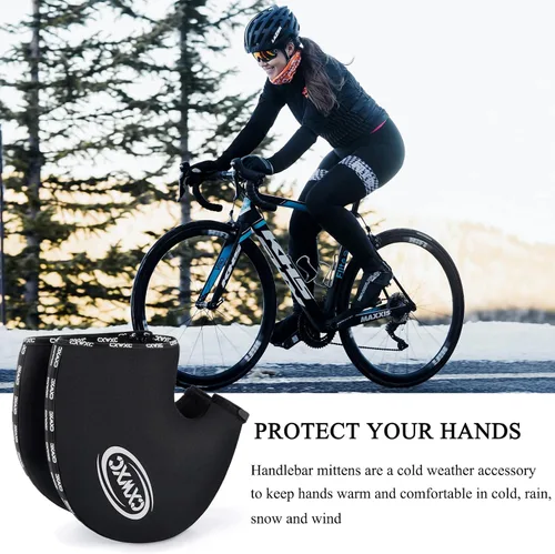 Vista 7 de Handlebar Mittens- Windproof & Waterproof Fat Bike Bar Covers - Commuter Mountain Road Bicycle Bar Warmer Covers for Winter Cycling