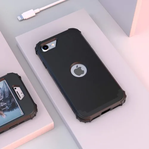 Vista 3 de IDweel Funda para iPhone SE 2020 con protector de pantalla, para iPhone SE 2022, 3 en 1, absorción de golpes, ajuste delgado, cubierta