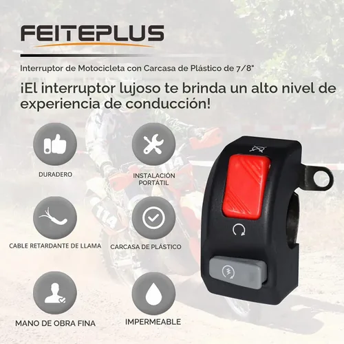 Vista 3 de Interruptor derecho de motocicleta de 12 V, 7/8" 22 mm, para montaje en manillar, interruptor de luz antiniebla, bocina, encendido y apagado