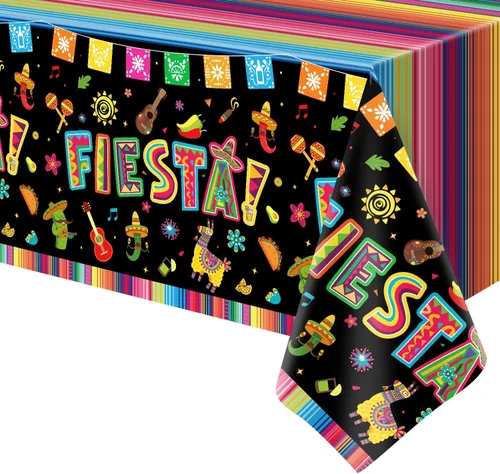 Vista 18 de Paquete de 4 manteles de Navidad para fiesta de Navidad, decoración de fiesta de Navidad, cubierta de mesa de Navidad con árbol de Navidad y copo