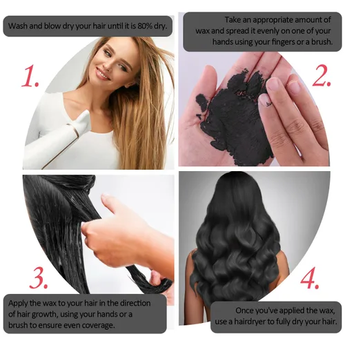 Vista 5 de Cera temporal negra para el cabello, tinte en crema para peinado natural instantáneo, pomadas lavables para hombres, niñas, mujeres, jóvenes, barro