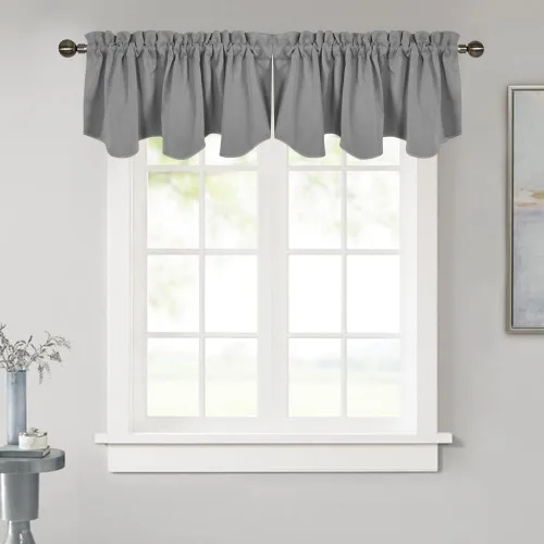 Vista 43 de NICETOWN - Cortinas con valances azul piedra para ventana de sala de estar, dormitorio, baño, 2 paneles estilo granja rústico para comedor, cortinas