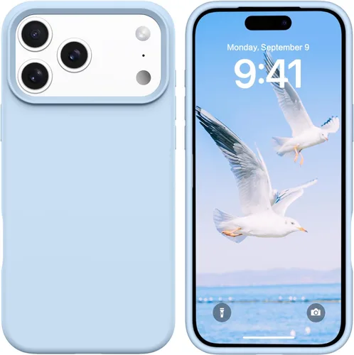 Vista 51 de GUAGUA Funda compatible con iPhone 17 Pro Max de 6.9 pulgadas, silicona líquida, goma de gel suave, delgada, forro de microfibra delgada