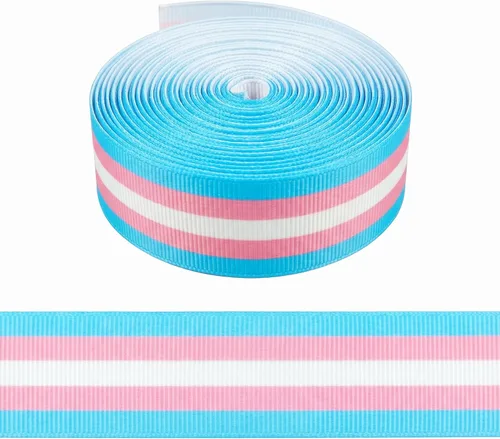 Vista 11 de LGBTQ Rayas LGBTQ Impreso 7/8 Pulgadas Cinta Grosgrain Blanca Gay Pride Cheer 10 Yardas