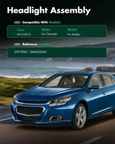 Vista 5 de SCITOO - Faros delanteros para Chevy Malibu 2013-2015, carcasa negra, reflector ámbar, lente transparente, lado del conductor y del acompañante