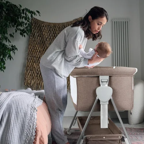 Vista 7 de Cowiewie Moisés Junto a la Cama, Moisés para Bebé con 7 Alturas Ajustables, Moisés Junto a la Cama para Bebé con Almacenamiento, Malla Transpirable