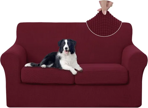 Vista 30 de U-NICE HOME Funda elástica para sofá de 3 piezas, funda de sofá lavable con cojín de asiento individual para sofá de 2 cojines, apta para mascotas