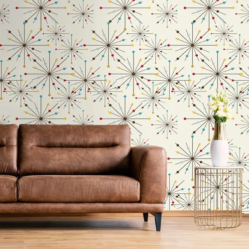 Vista 5 de MotiMind Papel Tapiz de Mediados del Siglo 15.75" x 118" Papel Tapiz Moderno de Mediados del Siglo Autoadhesivo y Extraíble Decoraciones de Pared