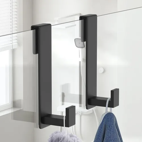 Vista 23 de HUFEEOH Ganchos blancos para toallas de ducha en forma de L, paquete de 2