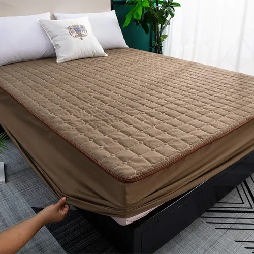 Vista 11 de Sábanas bajeras de cama tamaño Queen, acolchado, transpirable, impermeable, a prueba de orina, protector de colchón grueso antideslizante, color Gris