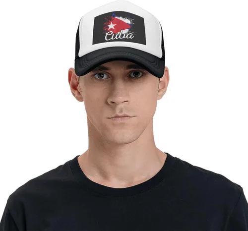 Vista 6 de BIEGAS Sombrero de bandera de Cuba, sombrero de camionero cubano para hombres y mujeres, gorra de béisbol ajustable, gorra de malla para exteriores