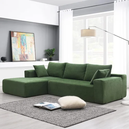 Vista 15 de KEVINSPACE Sofá modular modular de 4 asientos de 100.4 pulgadas con tumbona reversible en forma de L, sofá modular modular para sala de estar 100.4