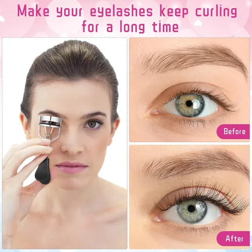 Vista 2 de Kit de rizador de pestañas de 14 piezas, peine de pestañas, cepillo para cejas, pinzas, herramienta aplicadora de pestañas postizas, almohadillas