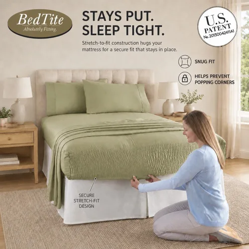 Vista 3 de BrylaneHome Bed Tite 300 Thread Count Sheet Set Floral azul