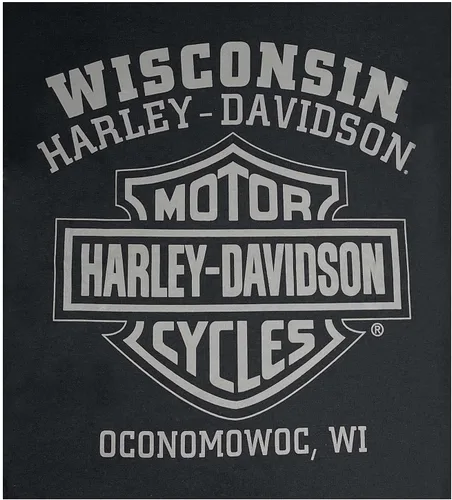 Vista 2 de Harley-Davidson Ghoulish - Camisa de manga larga con cuello redondo para hombre, color negro