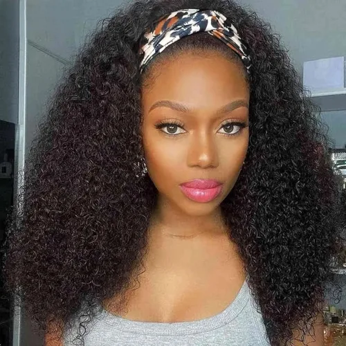 Vista 15 de Aiterina - Peluca de cabello humano con diadema de onda profunda para mujeres negras, cabello brasileño remy, sin pegamento, sin encaje frontal