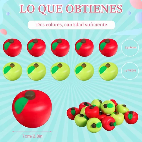Vista 2 de Chalyna 30 bolas de dedo de fruta, fruta roja y verde, 2.8 pulgadas
