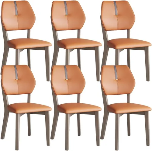 Vista 16 de YVYKFZD Solid Wood Dining Chairs Set, Leather Dining Room Chair, Armless Kitchen Chairs with Back, Upholstered Living Room Chair, for Bedroom Dark