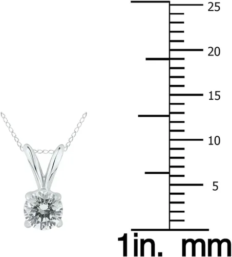 Vista 2 de Certified 17ctw - 1ctw Round Diamond Solitaire pendnat Available in 14K White and Yellow Gold