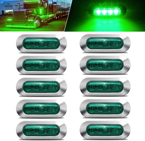 Vista 11 de ALFU 10 luces LED ámbar DC12V-24V 4 LED indicadoras de marcador lateral lámpara delantera trasera luz interior con bisel cromado universal