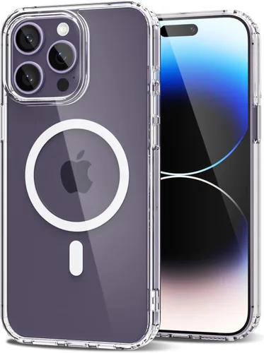 Vista 168 de oakxco Funda magnética transparente compatible con Magsafe, bonita funda delgada y transparente de poliuretano termoplástico no amarillenta, carcasa