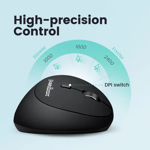 Vista 6 de Perixx PERIMICE-819B - Mouse vertical portátil Bluetooth - Especificaciones inalámbricas 3 en 1 para múltiples dispositivos, clic silencioso