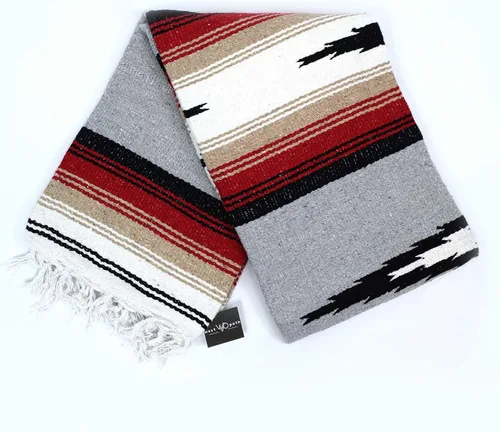 Vista 16 de Open Road Goods Manta de diamantes mexicanos – Manta de yoga pesada XL – Hecho a mano en México – Manta gruesa estilo serape bohemio estilo Saltillo