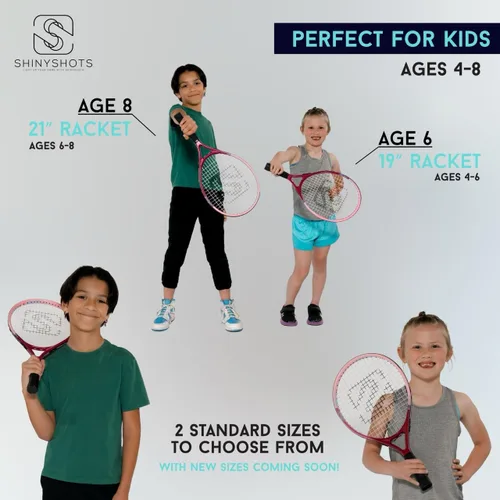 Vista 2 de Raqueta de tenis para niños de 21 pulgadas, ligera raqueta de tenis junior de 21 pulgadas para edades de 6 a 8 años, aluminio duradero con agarre