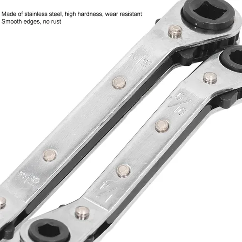 Vista 5 de AMAKO Llave de servicio HVAC, herramienta de acero inoxidable con trinquete para refrigeración, alta dureza con extremos de 3/8 a 1/4 pulgadas