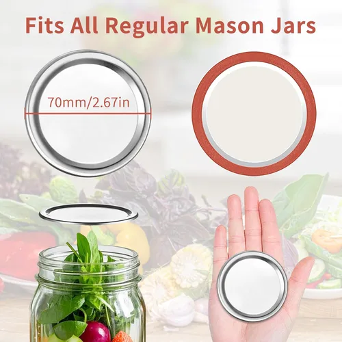 Vista 2 de Aliggbent 160 Pcs Tapas de Enlatado de Boca Regular 70MM Tapas Herméticas de Tipo Separable para Tarros Mason de Boca Regular, Tapas de Enlatado a